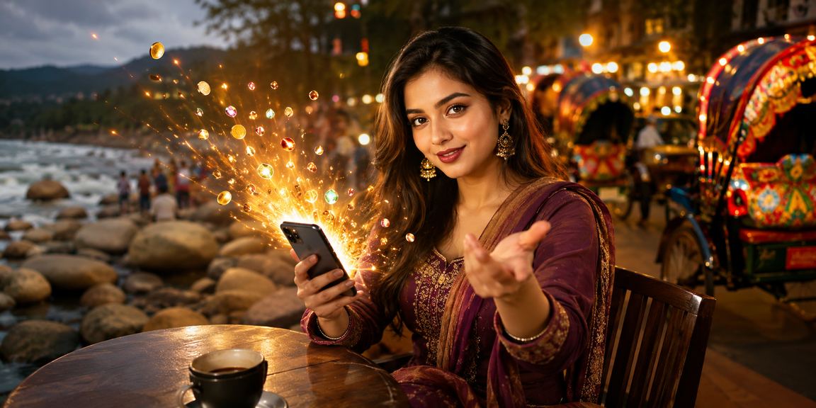 ঢাকায় রিকশার পাশে মোবাইলে ডিপোজিট করছেন একজন ব্যবহারকারী